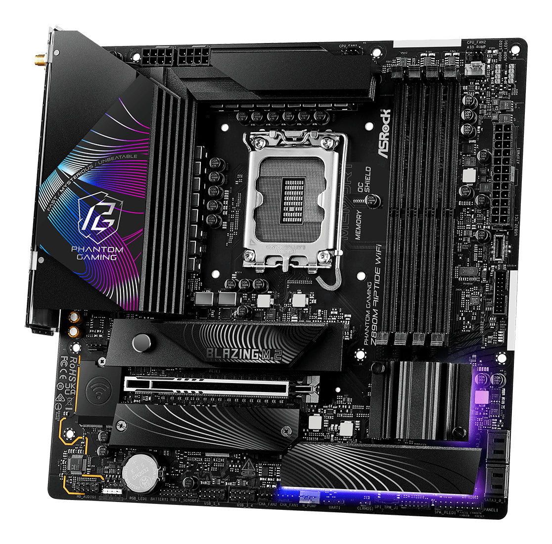 Placa de baza ASRock Z890M RIPTIDE WiFi Mainboard, Sockel LGA 1851, Intel Z890, Micro-ATX, DDR5 "90-MXBPK0-A0UAYZ"