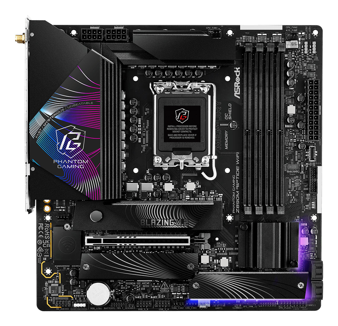 Placa de baza ASRock Z890M RIPTIDE WiFi Mainboard, Sockel LGA 1851, Intel Z890, Micro-ATX, DDR5 "90-MXBPK0-A0UAYZ"