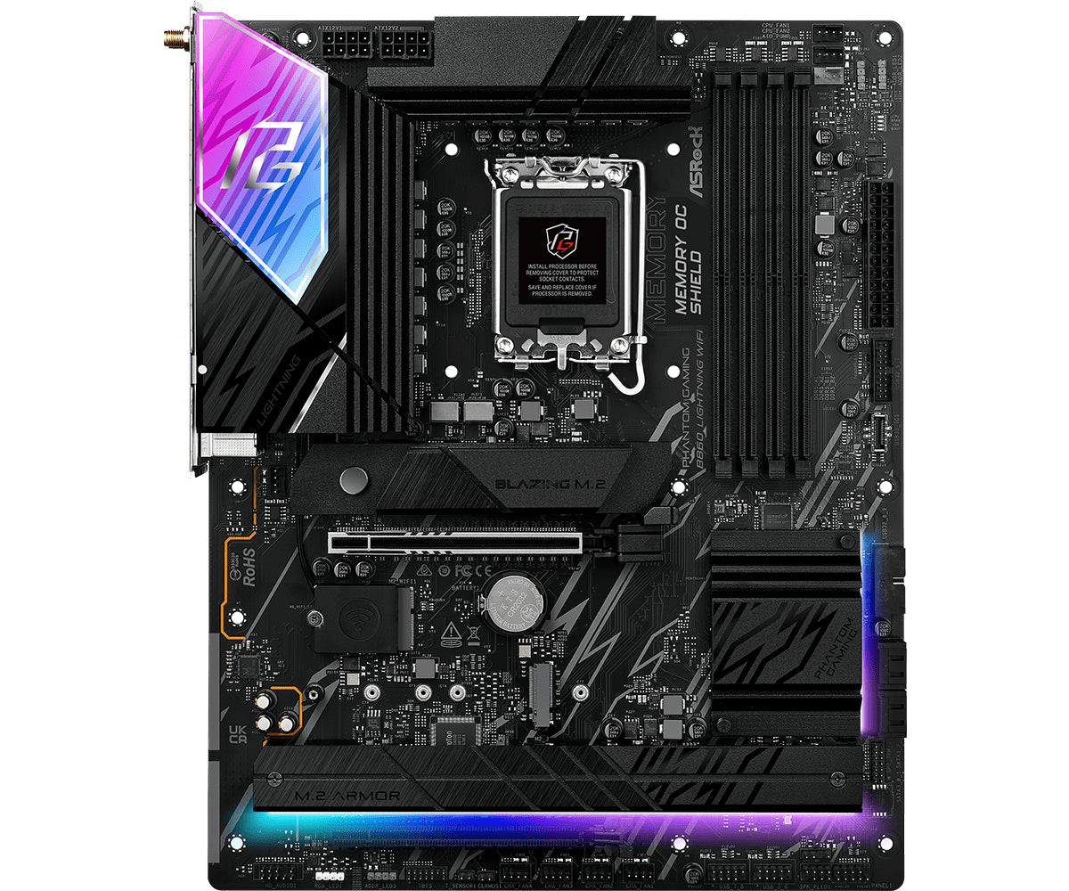 Placa de baza ASRock B860 Lightning WiFi 1851 ATX HDMI/DP/USB-C DDR5 "90-MXBR2-A0UAYZ"