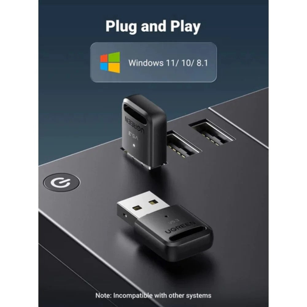 ADAPTOARE Bluetooth Ugreen, "CM591" conectare prin USB 2.0, distanta 10 m (pana la), Bluetooth v5.3, antena interna, "90225" - 6957303892259