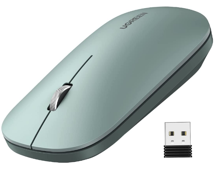 MOUSE Ugreen, "MU001" PC sau NB, wireless 2.4GHz, optic, 3/1 butoane/scroll, 4000 dpi, verde "90374" - 6957303893744