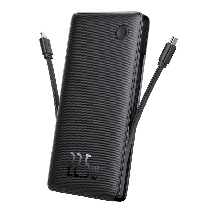 POWER BANK Baseus Airpow lite, 10000mAh, 22.5W, 1 x USB; 1 cablu x USB Type-C, 1 cablu x Iphone Lightning, total 3A, negru, "P10067501123-00" - 6932172652623