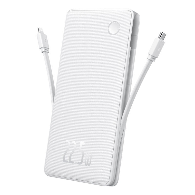 POWER BANK Baseus Airpow lite, 10000mAh, 22.5W, 1 x USB; 1 cablu x USB Type-C, 1 cablu x Iphone Lightning, total 3A, alb, "P10067501213-00" - 6932172652616