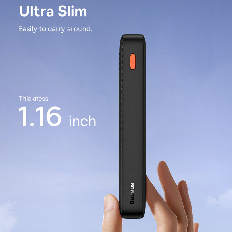 POWER BANK Baseus Airpow, 20000mAh, 20W, 1 x USB; 1 x USB Type-C input/output, total 3A, include cablu USB la USB Type-C de 50cm, negru, "P10022804113-00" - 6932172648718