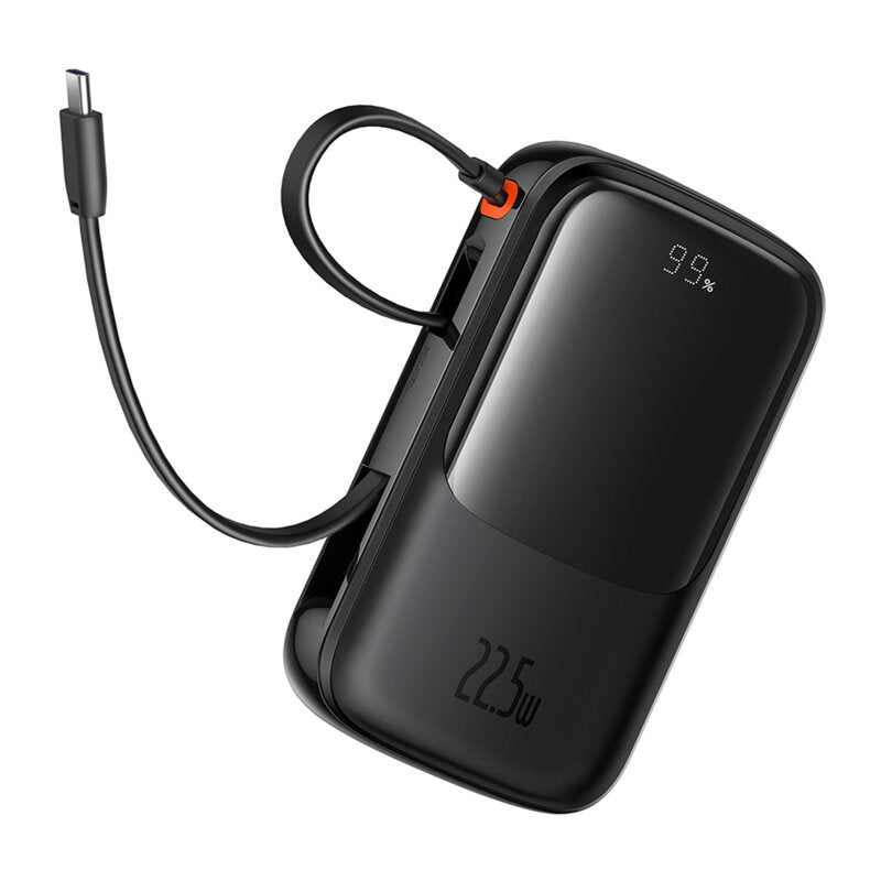POWER BANK Baseus Qpow Pro+, display, capacitate 10000mAh, 22.5W, 1 x USB; 1 x USB Type-C, cablu integrat 1 x USB Type-C, total 5V/2.4A, negru, "P10067101113-00" - 6932172652463