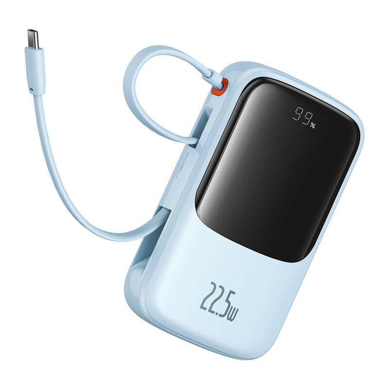 POWER BANK Baseus Qpow Pro+ Digital Display, 10000mAh, 22.5W, 2 x USB Type-C output/input, 1 x USB, 1 x Lightning, albastru, "P10067101313-00" - 6932172652470