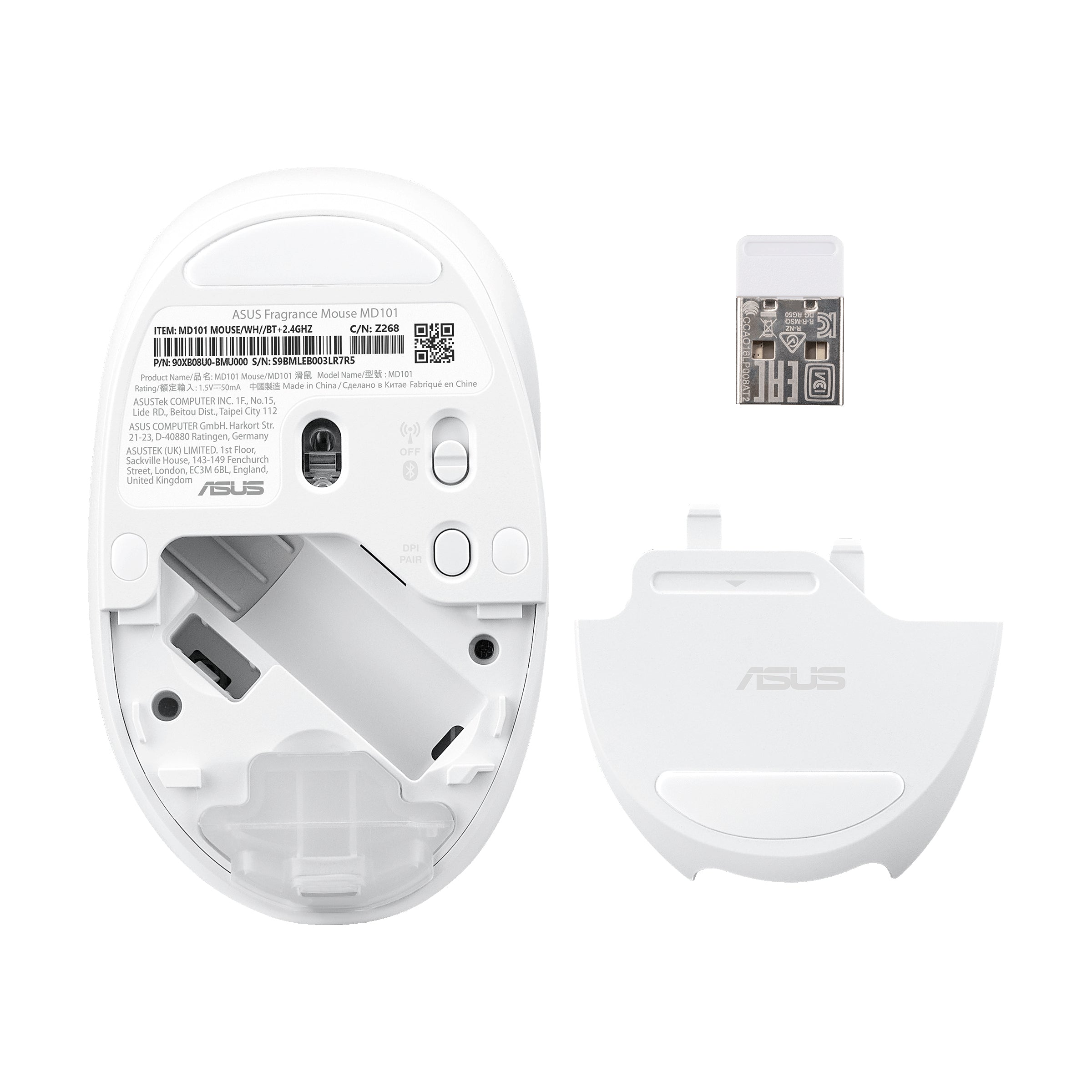 ASUS MD101 MOUSE WHITE "90XB08U0-BMU000"