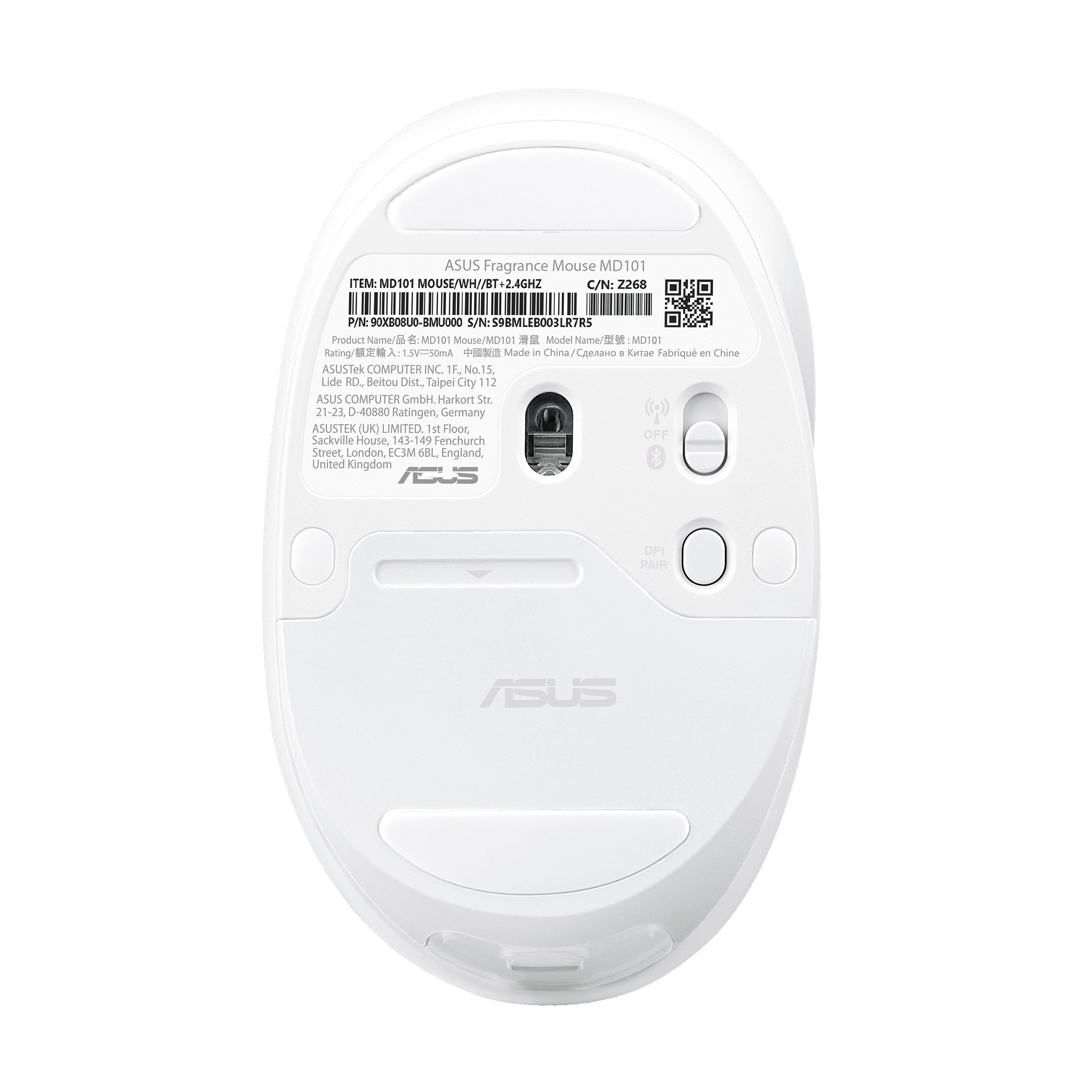 ASUS MD101 MOUSE WHITE "90XB08U0-BMU000"