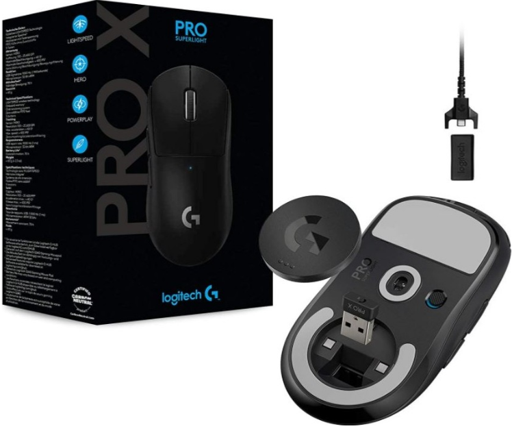 LOGITECH PRO X SUPERLIGHT Wireless Gaming Mouse BLACK EWR2 "910-005881"
