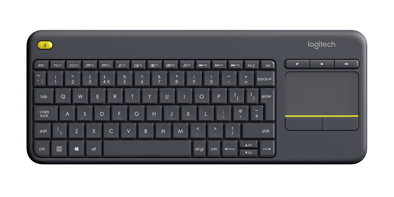 WIRELESS TOUCH KEYBOARD K400+/DARK - UK - 2.4GHZ INTNL "920-007143"