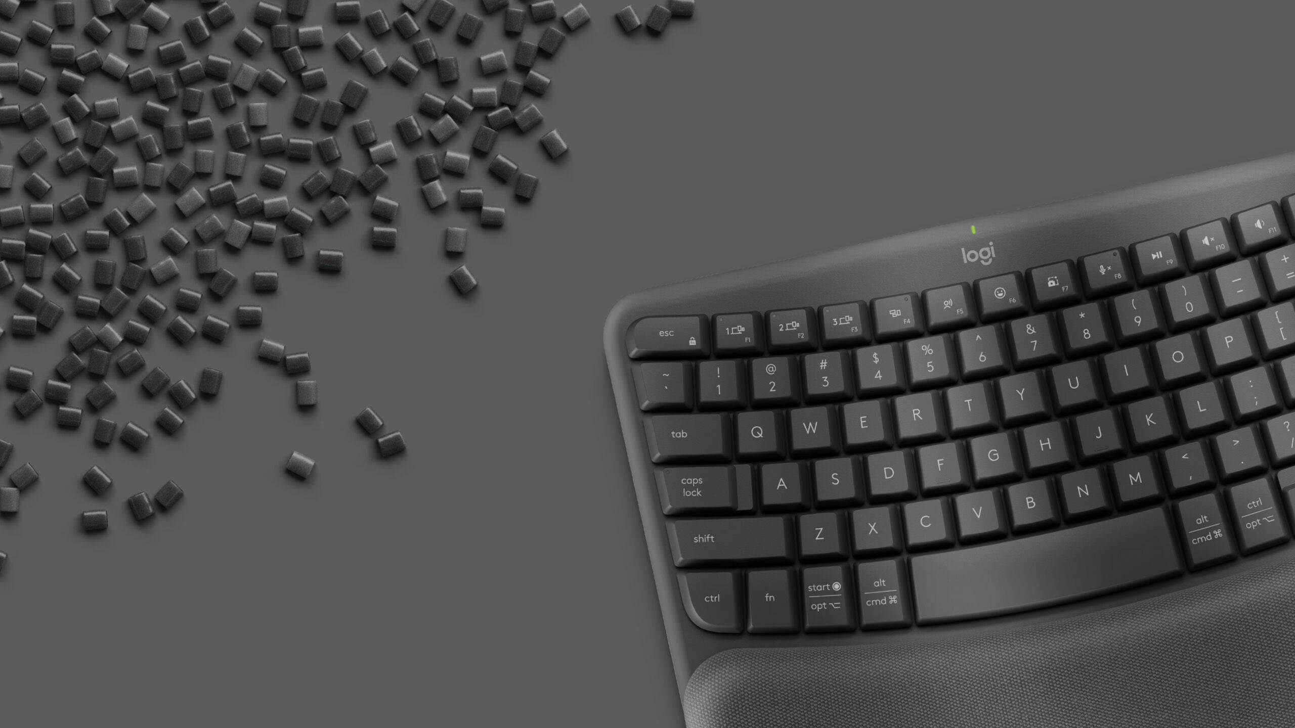 LOGITECH Wave Keys wireless ergonomic keyboard GRAPHITE (CZE-SKY) 2.4GHZ/BT UNIVERSAL "920-012307"