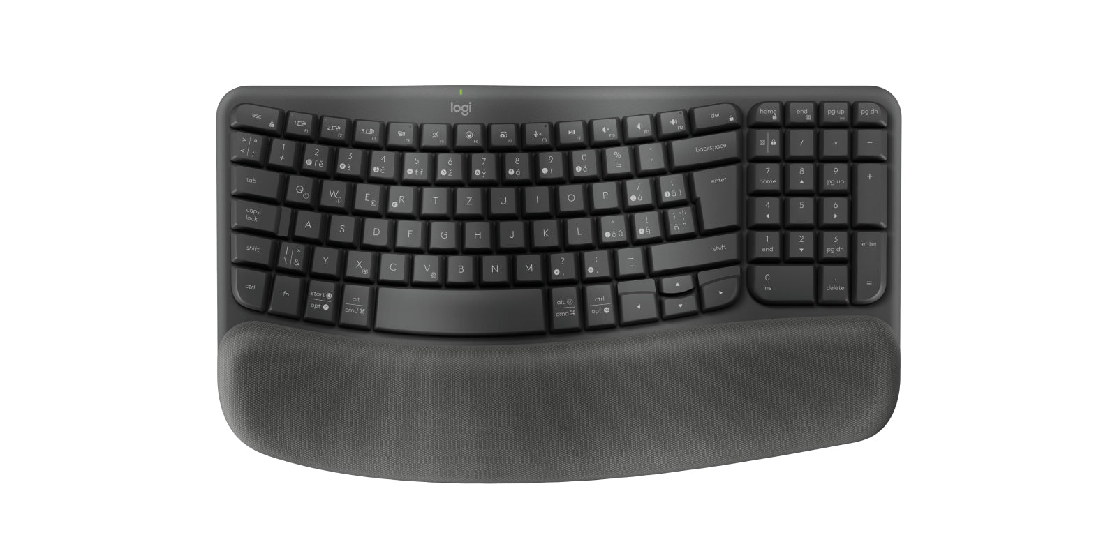 LOGITECH Wave Keys wireless ergonomic keyboard GRAPHITE (CZE-SKY) 2.4GHZ/BT UNIVERSAL "920-012307"