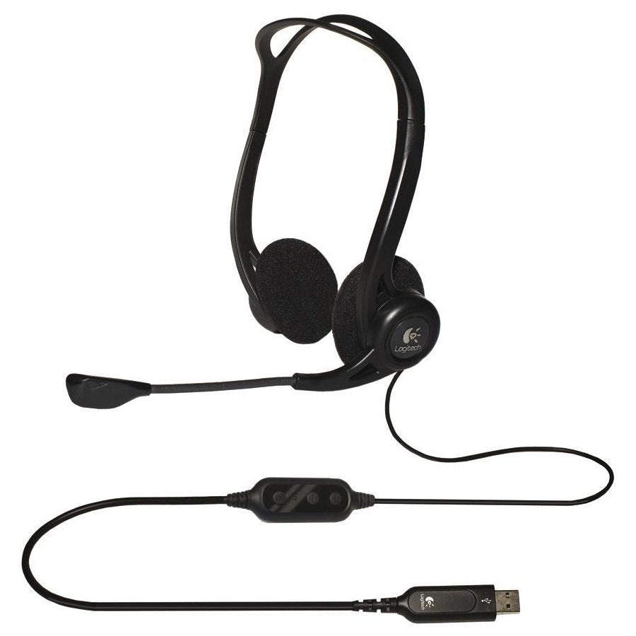 CASTI Logitech, "PC 960", cu fir, standard, utilizare multimedia, call center, microfon pe brat, conectare prin USB 2.0, negru, "981-000100", (timbru verde 0.8 lei)