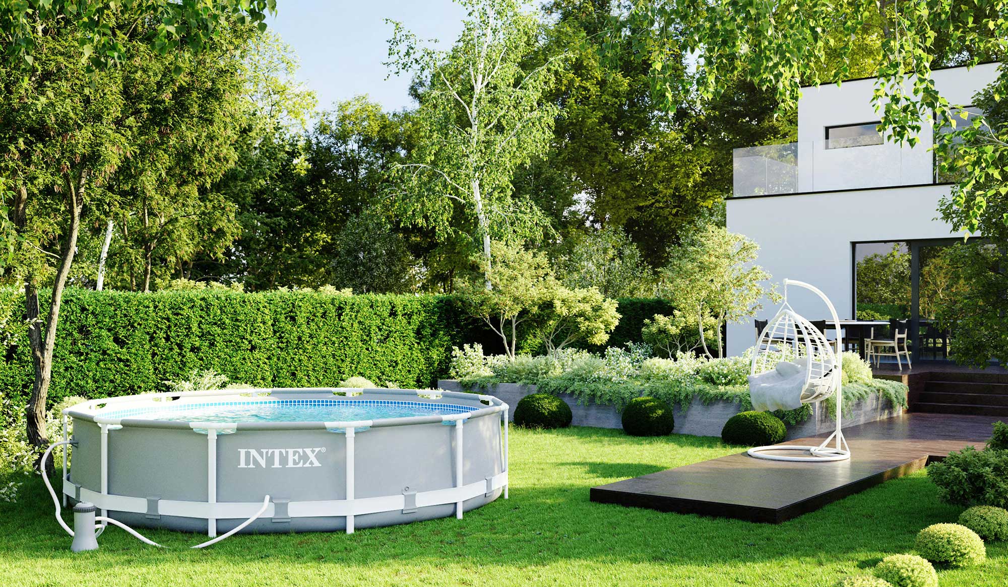 Piscina cadru metalic Intex Prisma Frame, 366x76 cm, 6.500 litri, cu pompa de filtrare