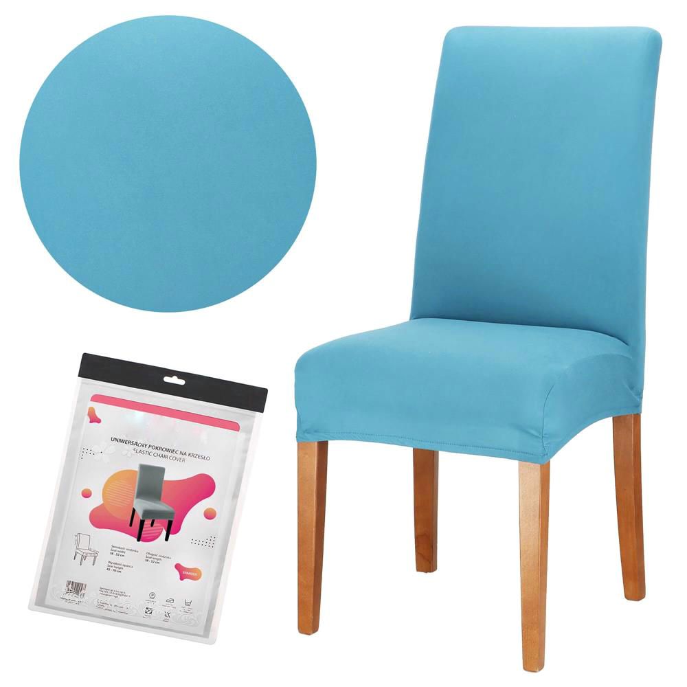 Set 4 huse universale pentru scaun, marime universala, poliester si spandex, albastru deschis - 2