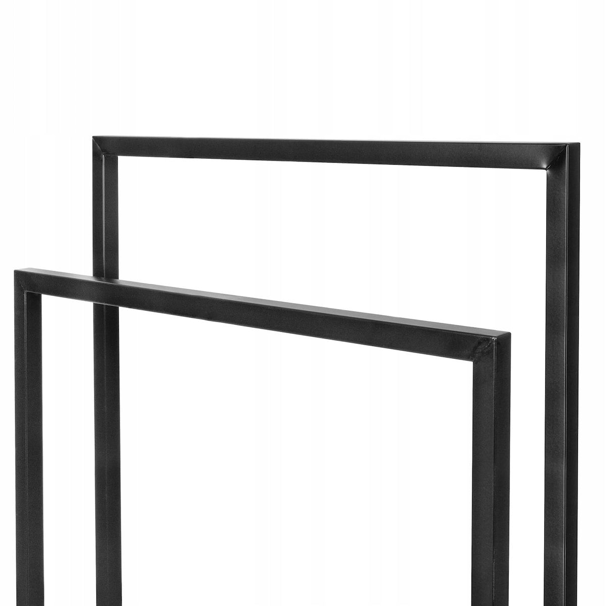 Suport metalic de baie pentru prosoape, cu 2 standuri, 84 cm, negru