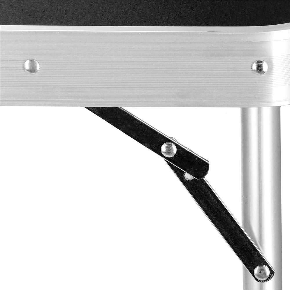 Masa camping pliabila cu spatiu depzoitare si cadru din aluminiu, blat MDF, 120x47x62/71cm, gri