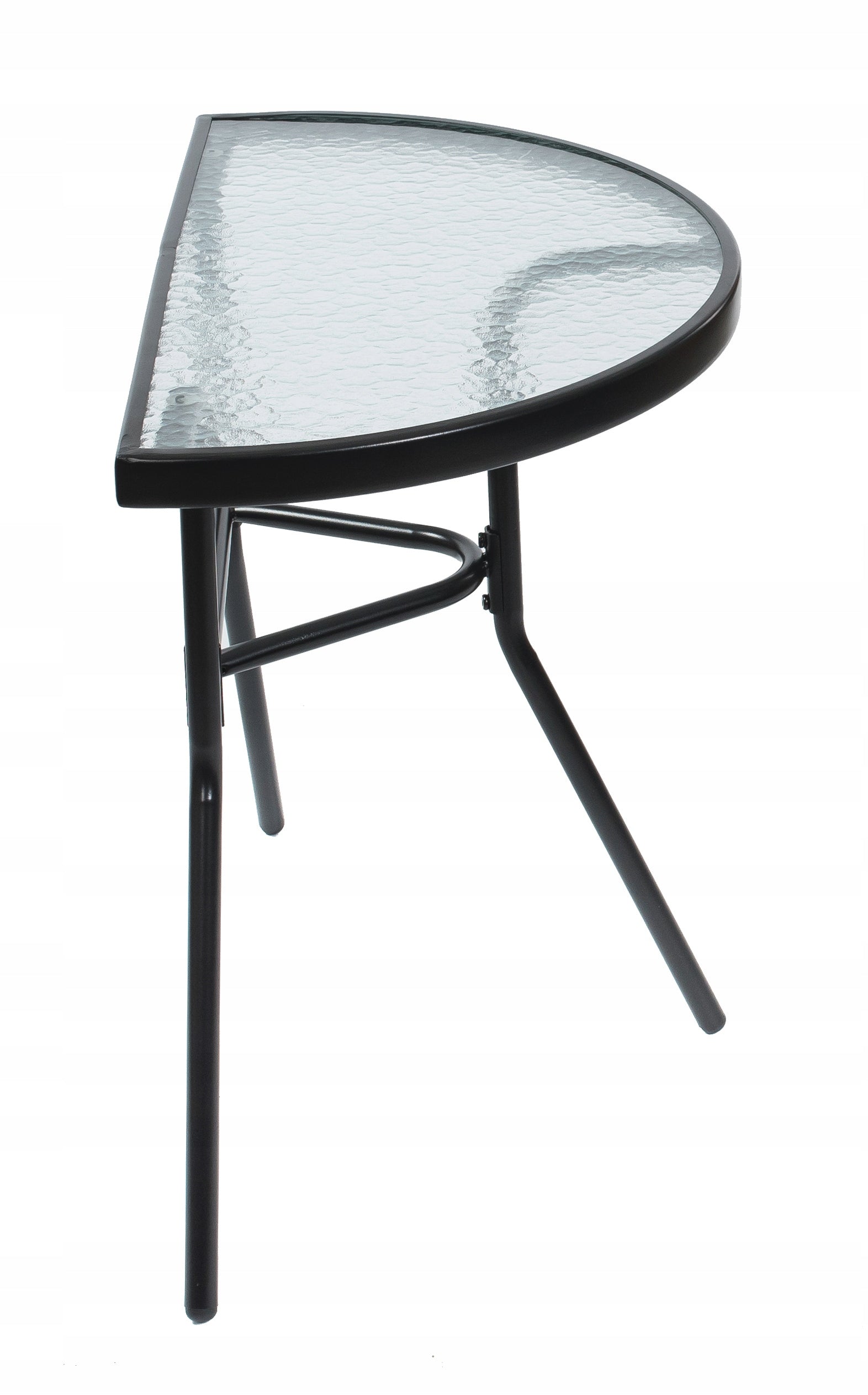 Set mobilier gradina sau balcon, masa semirotund sticla cu 2 scaune pliabile, gri