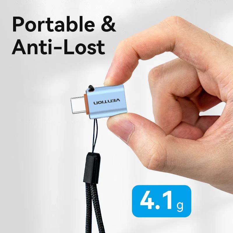 Adaptor USB Vention, OTG, USB-C (T) la USB 3.1 (M), 10Gbps, PVC, albastru, 