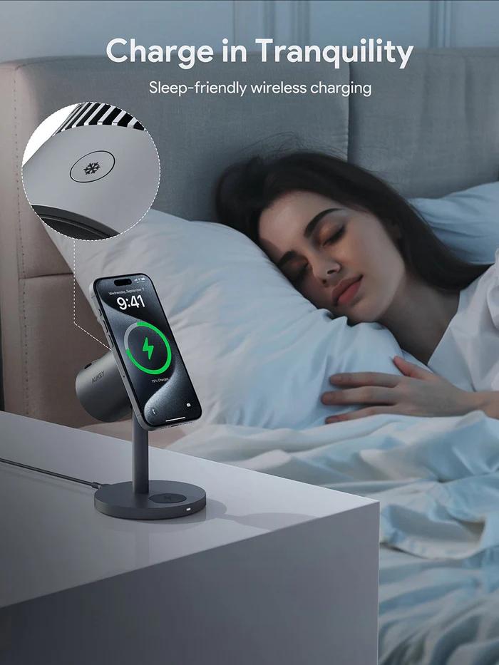 Statie de incarcare wireless Aukey, LC-MC311, 15W, fast charge, 1 x USB-C, negru, "LLTSEUN1049280" - 689323787418