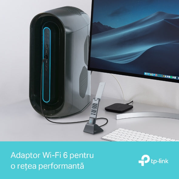 PLACA RETEA TP-LINK AX3000, extern wireless 2.4 GHz | 5 GHz, USB 3.0, port, 3000 Mbps, antena externa x 2, "Archer TX50UH" (include timbru verde 0.18 lei)