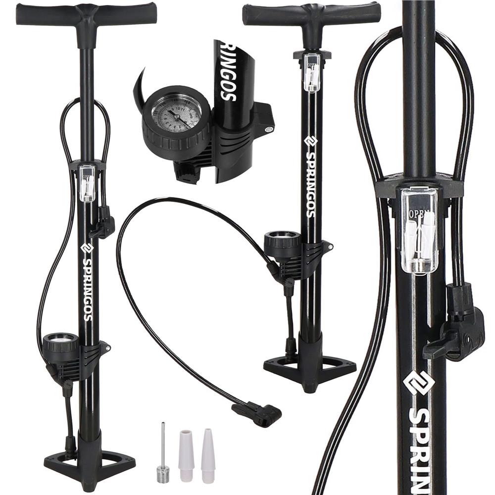 Pompa bicicleta cu manometru, accesorii umflare mingi si articole gonflabile, 160PSI, aluminiu, 60cm
