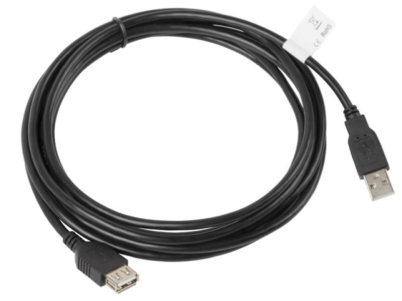 Lanberg Cablu USB-A M/F 2.0 3 m negru