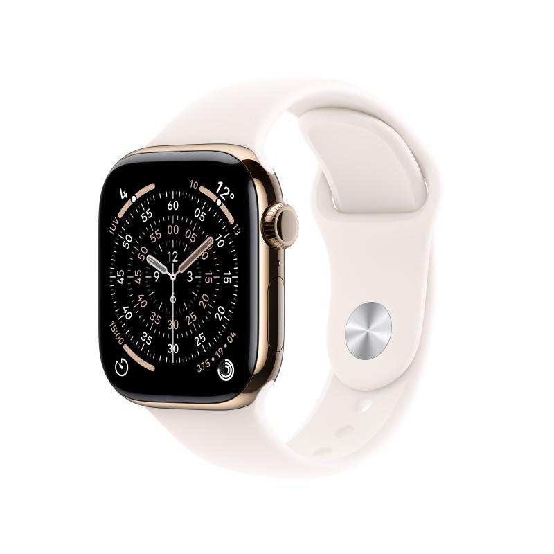 Apple Watch Series 11 GPS + Cellular 42mm Gold Titanium Case with Light Blush Sport Band - M/L