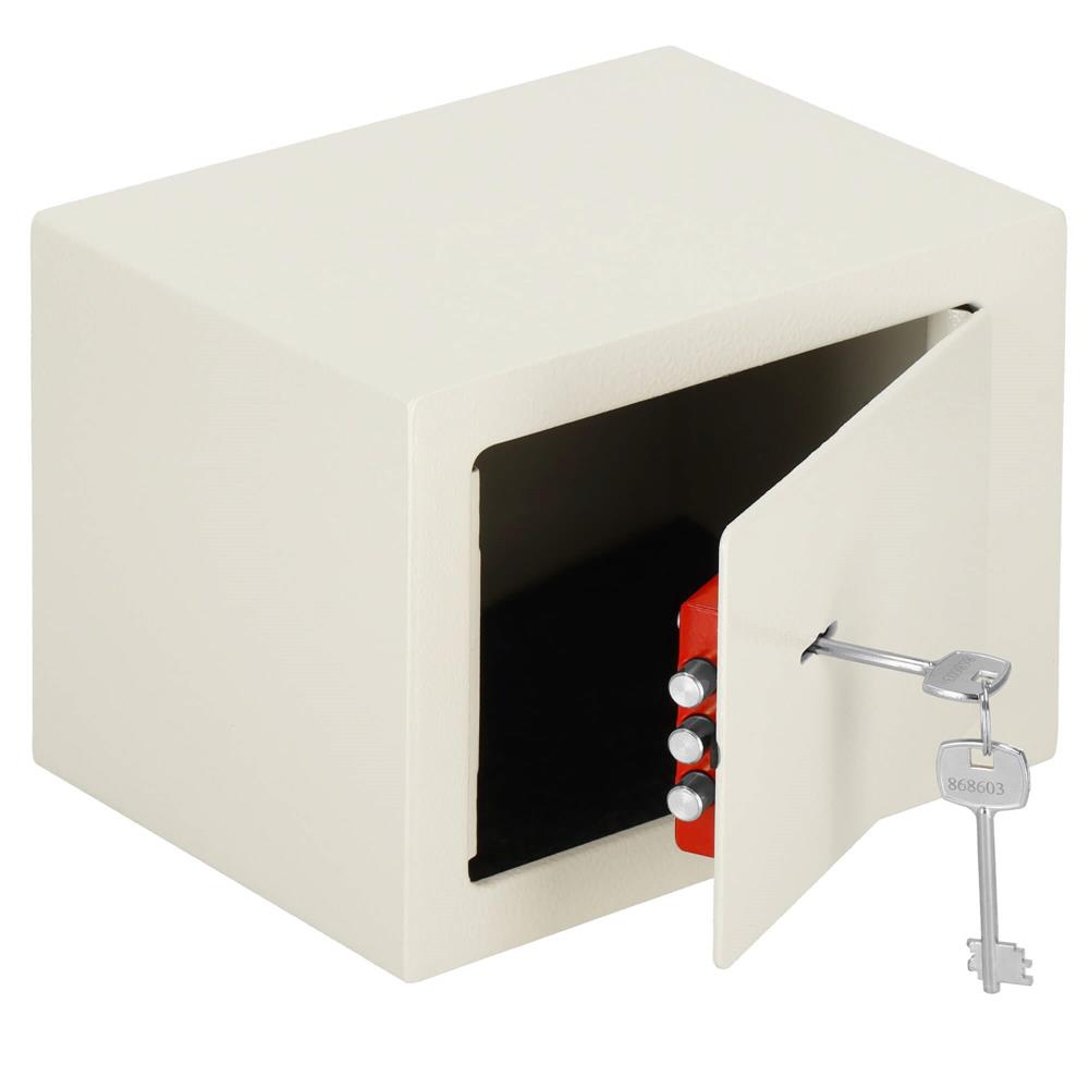 Seif standard cu cheie, 170x230x170 mm, Otel, Bej