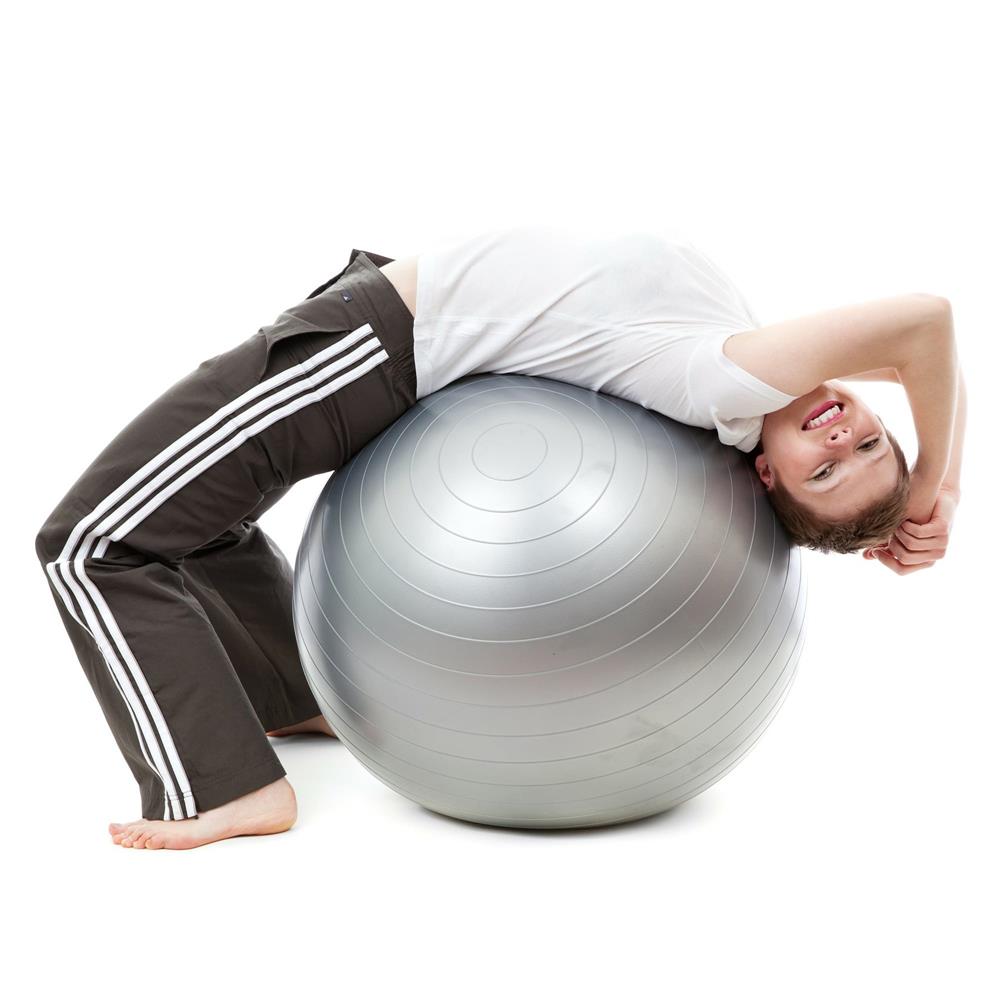 Minge pentru fitness sau yoga 75 cm, pompa inclusa, gri