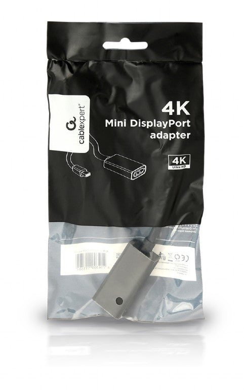 ADAPTOR video GEMBIRD, Mini-DisplayPort (T) la DisplayPort (M), rezolutie maxima 4K (3840 x 2160) la 30Hz, black, "A-mDPM-DPF4K-01"