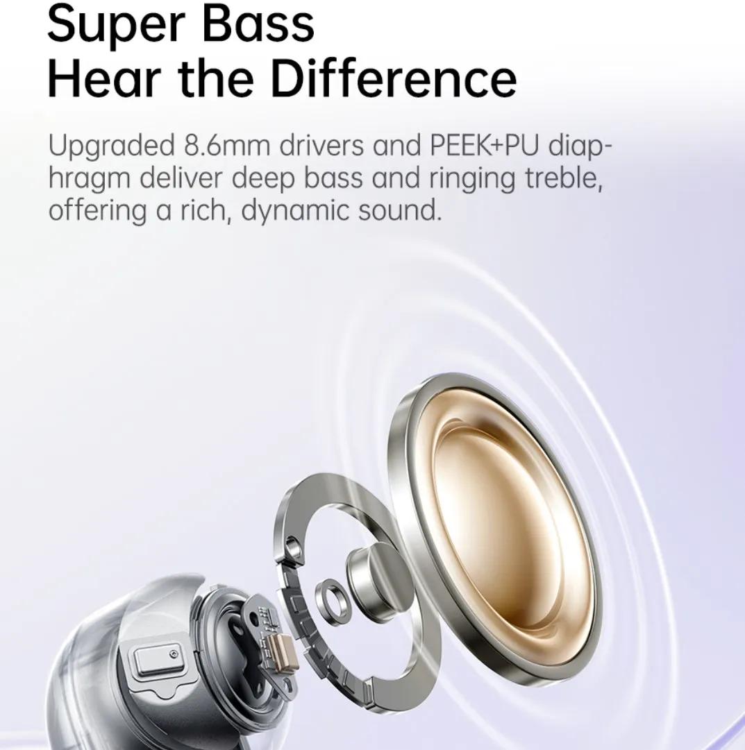 CASTI Baseus Bass BD1 TWS, pt smartphone, wireless, bluetooth 5.4, dual-mic pe casca, IP55 rezistenta apa, 8 ore durata baterie, negru "A00084601123-Z1" (timbru verde 0.18 lei) - 6932172686789