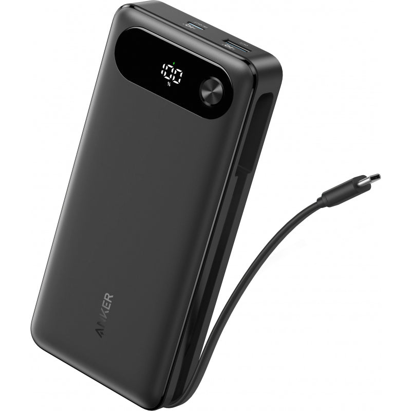 POWER BANK Anker 20.000 mAh, 87W total PD si Power IQ 3.0, incarca max 65W/port, &nbsp;2x USB-C, 1x USB-A, cablu USB-C atasat, 440 g, negru, "A1383H11" - 0194644197469