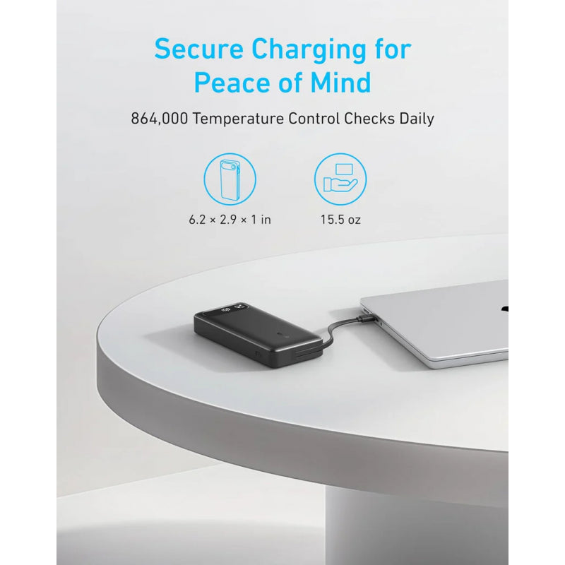 POWER BANK Anker 20.000 mAh, 87W total PD si Power IQ 3.0, incarca max 65W/port, &nbsp;2x USB-C, 1x USB-A, cablu USB-C atasat, 440 g, negru, "A1383H11" - 0194644197469