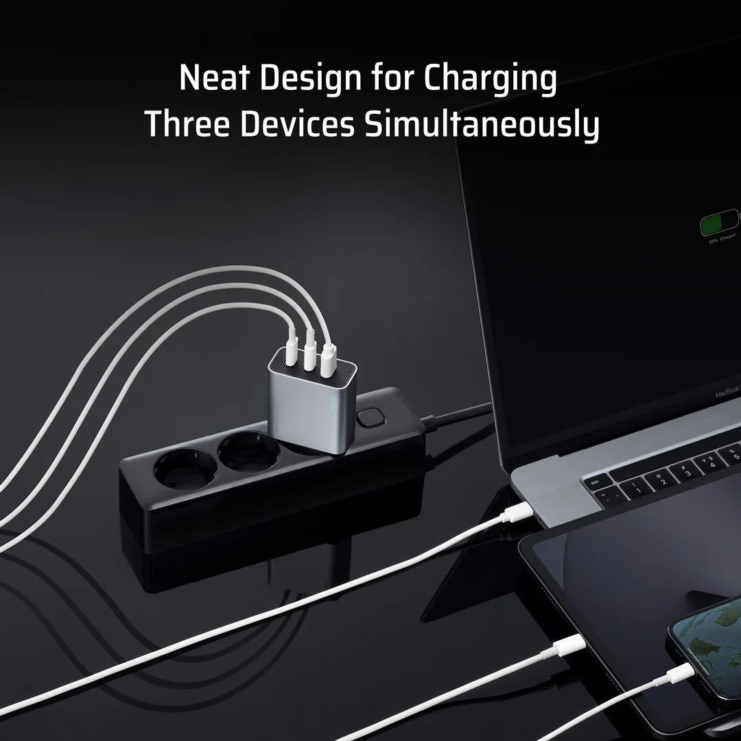 INCARCATOR retea Cuktech 2C1A Quick Charge 65W, 2 x USB Type-C Output, 1 x USB, argintiu "CUK0A15CEUSL"