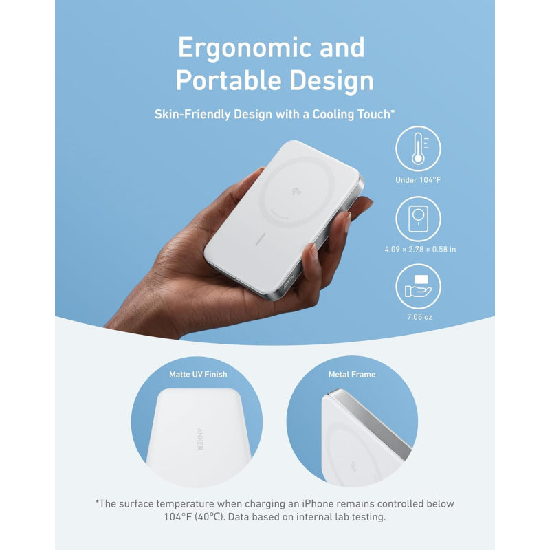 POWER BANK Anker "MagGo" 10.000 mAh, magnetic, wireless, 276 g, alb, "A1664H21" - 0194644203504
