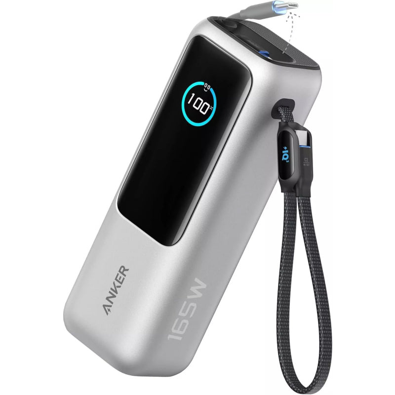 Power Bank Anker 25000 mAh. Porturi iesire USB A: 1, Numar porturi USB tip C: 1. Putere totala iesire: 165 W, 5 A, argintiu "A1695H41" - 0194644286217