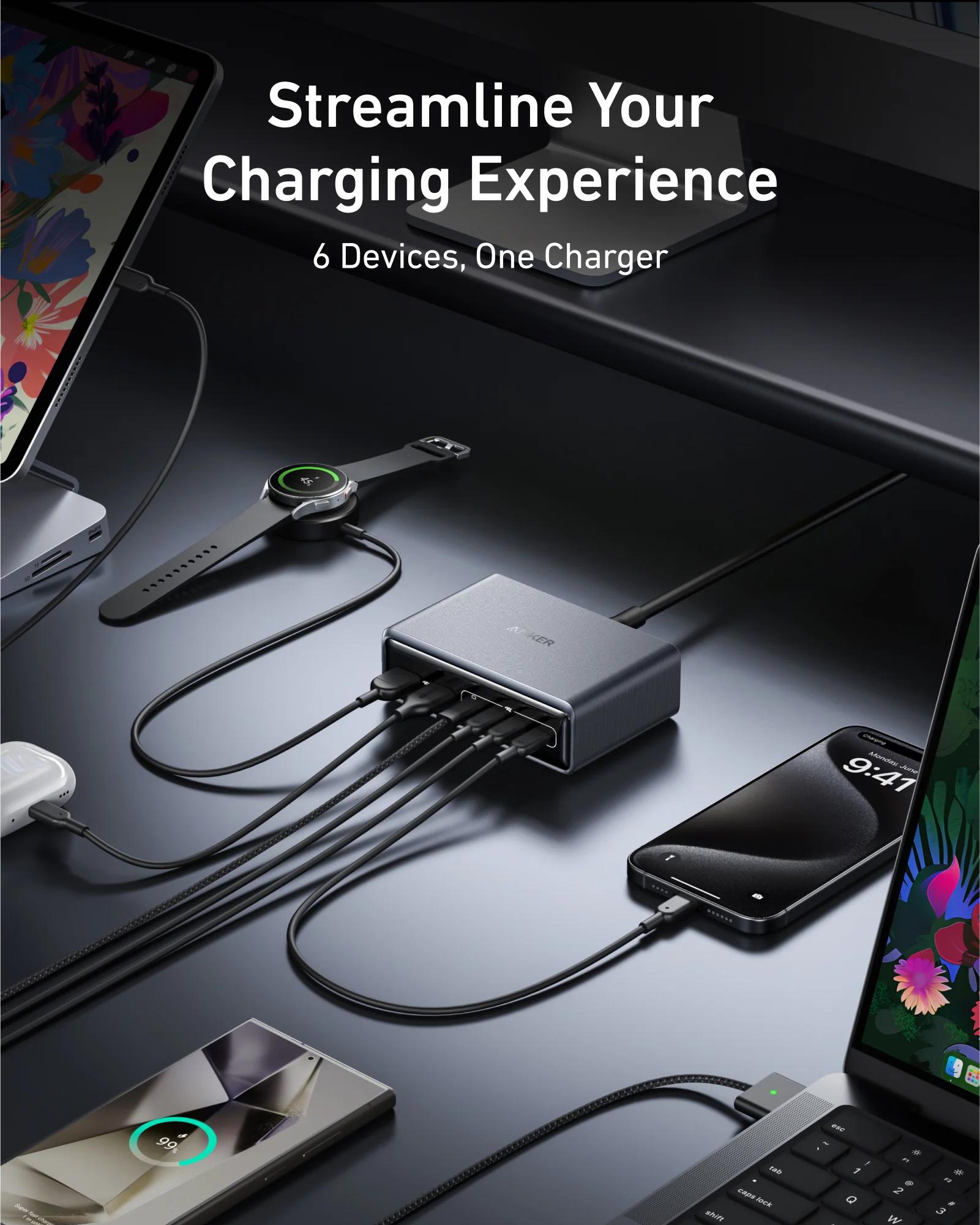 Alimentator retea Anker, 200W, GaN, 4 x USB-C, 2 x USB-A, QC, PD, argintiu, "A2683341" - 0194644041007