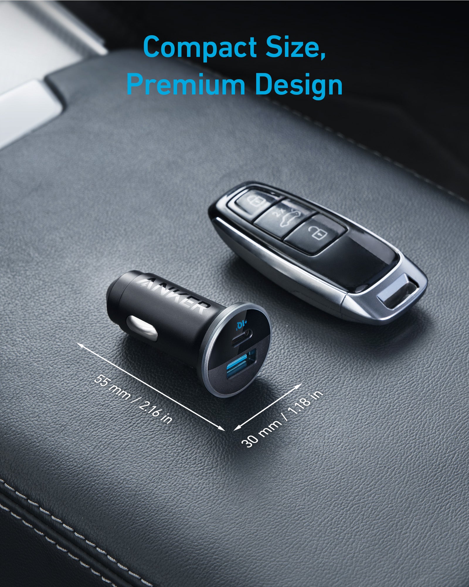 INCARCATOR auto Anker "325" 53W, PowerIQ, 1 x USB Type-C, 1 x USB, negru, "A2735G11" - 0194644139001