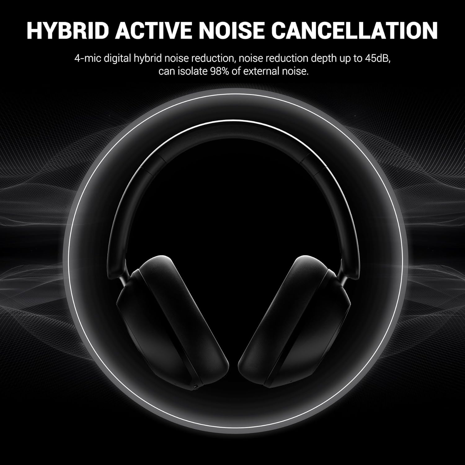 Casti OneOdio "A5", Over-Ear, utilizare multimedia, Bluetooth 5.4 | fir Jack 3.5mm, multi-point connection, hybrid ANC, pana la 75 de ore, pliabile, difuzor 40mm, negru, "A5-Black" (timbru verde 0.8 lei) -
