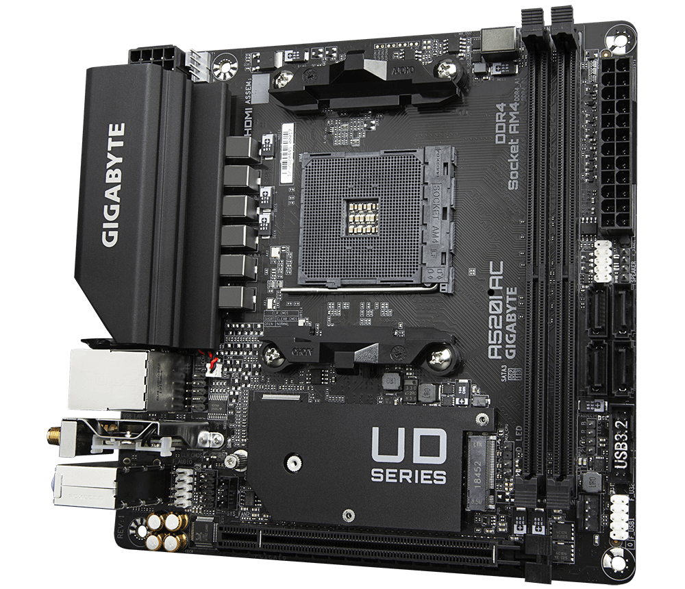 PLACA de BAZA Gigabyte "A520I AC", skt AM4, mini ITX, AMD A520, 2 x DDR4, max. 64 GB, 4 x SATA, 1 x M.2, 7.1, "A520I AC"
