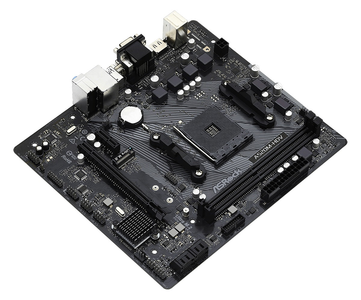PLACA de BAZA Asrock "A520M-HDV", skt AM4, mATX, AMD A520, 2 x DDR4, max. 64 GB, 4 x SATA, 1 x M.2, 7.1, "A520M-HDV"