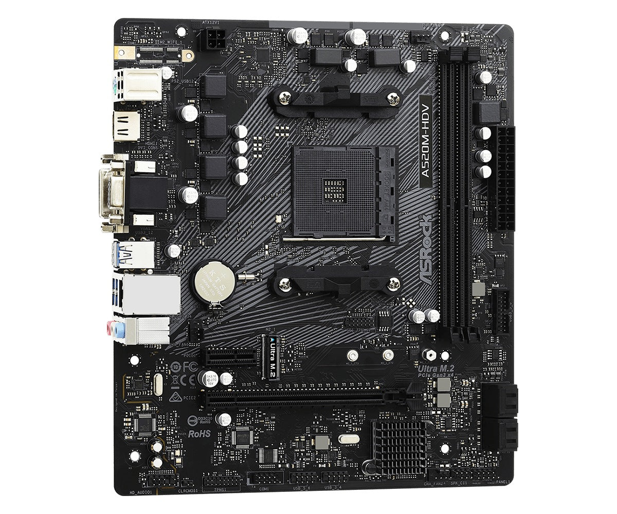 PLACA de BAZA Asrock "A520M-HDV", skt AM4, mATX, AMD A520, 2 x DDR4, max. 64 GB, 4 x SATA, 1 x M.2, 7.1, "A520M-HDV"
