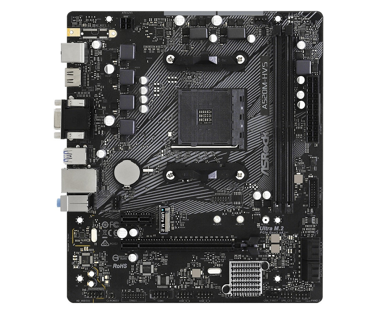 PLACA de BAZA Asrock "A520M-HVS", skt AM4, mATX, AMD A520, 2 x DDR4, max. 64 GB, 4 x SATA, 1 x M.2, 7.1, "A520M-HVS"