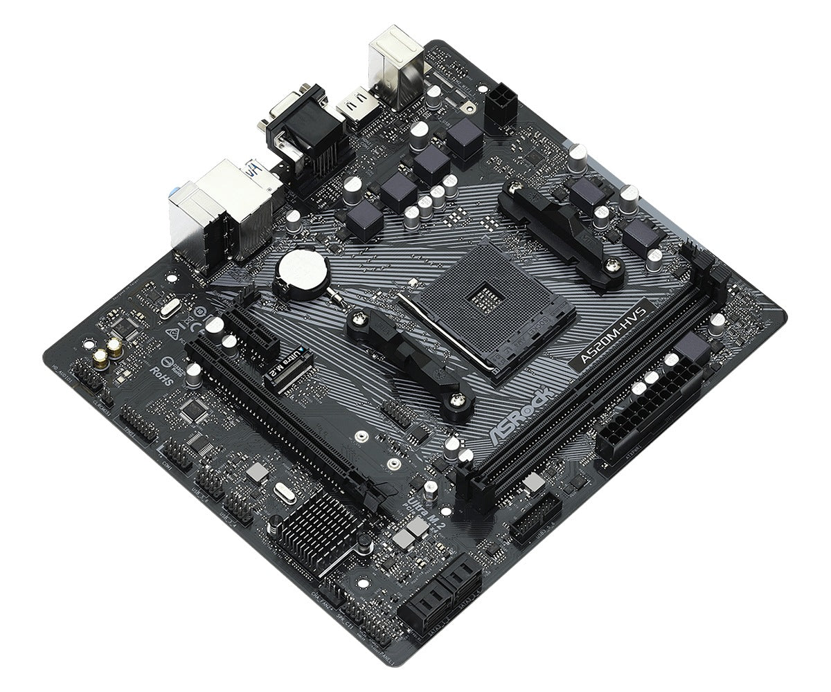 PLACA de BAZA Asrock "A520M-HVS", skt AM4, mATX, AMD A520, 2 x DDR4, max. 64 GB, 4 x SATA, 1 x M.2, 7.1, "A520M-HVS"
