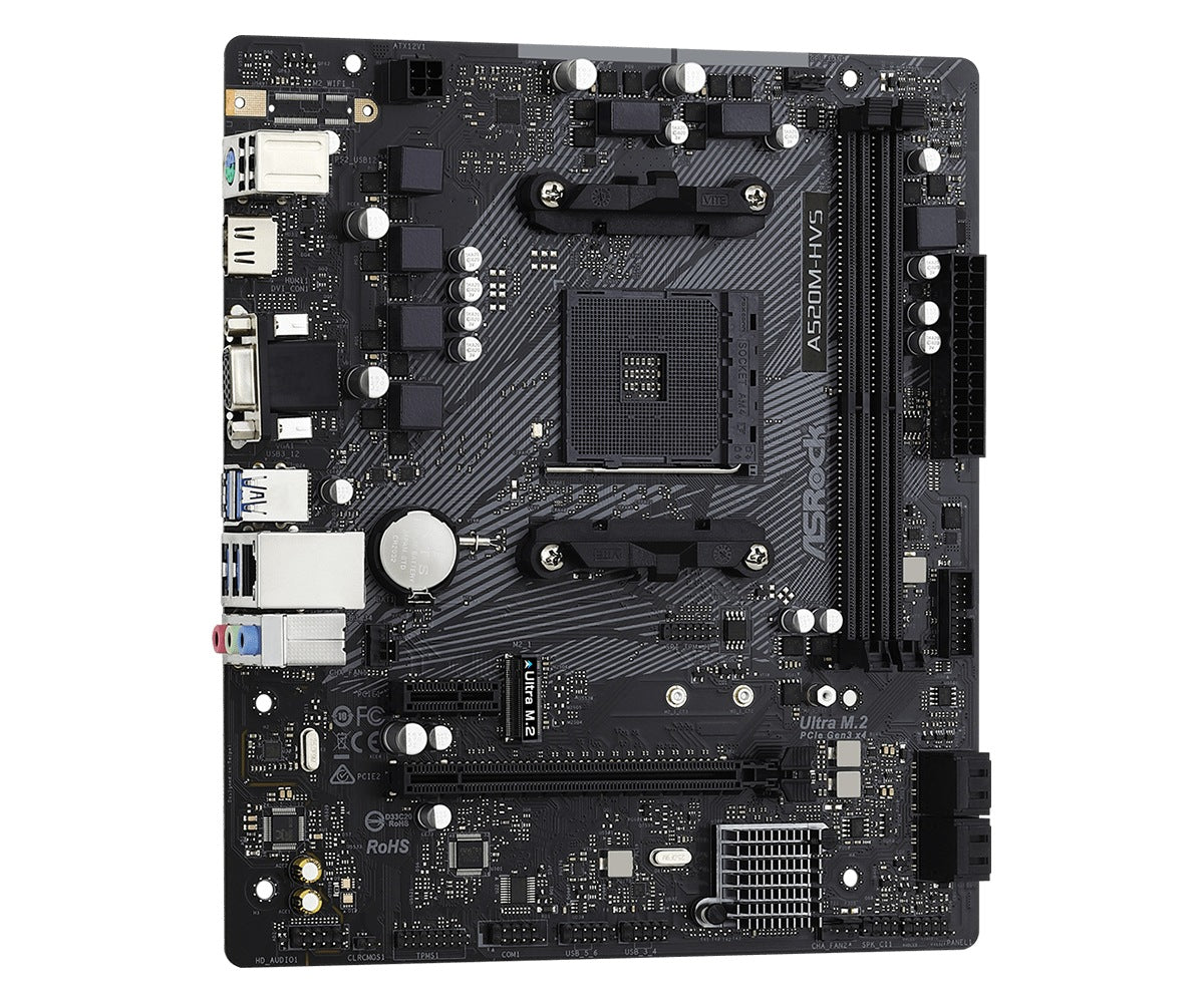 PLACA de BAZA Asrock "A520M-HVS", skt AM4, mATX, AMD A520, 2 x DDR4, max. 64 GB, 4 x SATA, 1 x M.2, 7.1, "A520M-HVS"