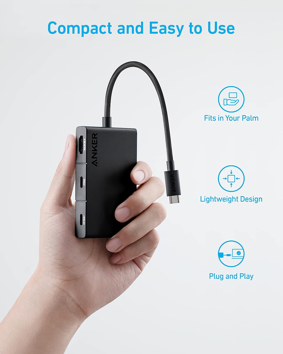 DOCKING Station Anker 5-in-1, porturi: HDMI(M) 4K 30Hz,2xUSB 3.2 gen1, USB Type-C,PD 100W,conectare prin USB Type-C(T),rata transfer 5Gbps, ABS, negru "A8356G11" -0194644125639