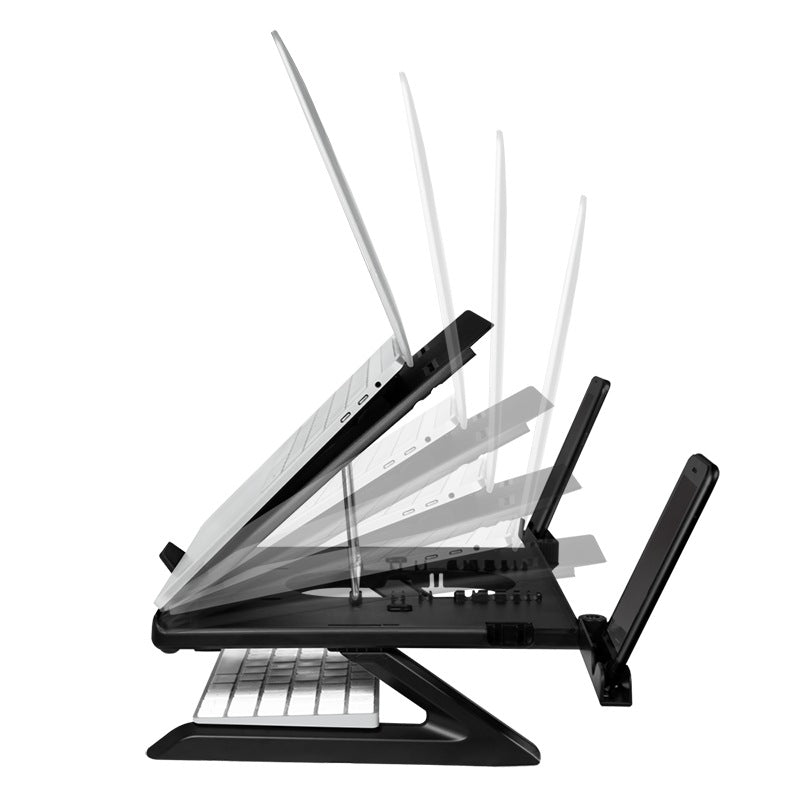 SUPORT de birou LOGILINK pt. notebook, 9 pozitii, holder pt. smartphone, suporta dimensiuni 10-15.6", pliabil, negru, "AA0133"