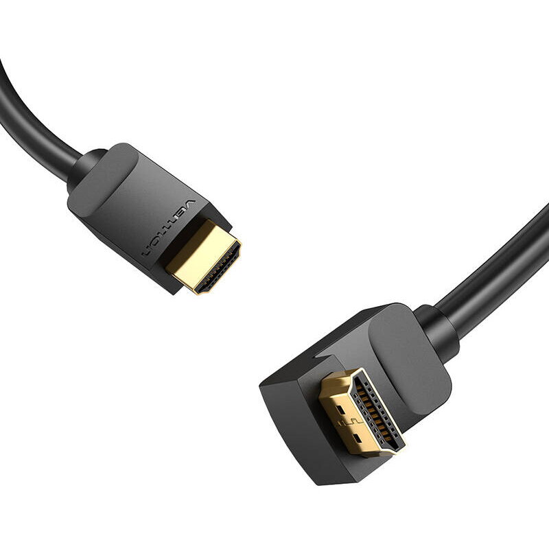 Cablu video Vention, HDMI(T) la HDMI(T), 2m, rezolutie maxima 4K la 60Hz, conectori auriti, cupru, unghi 270 grade, negru, "AAQBH" - 6922794745360