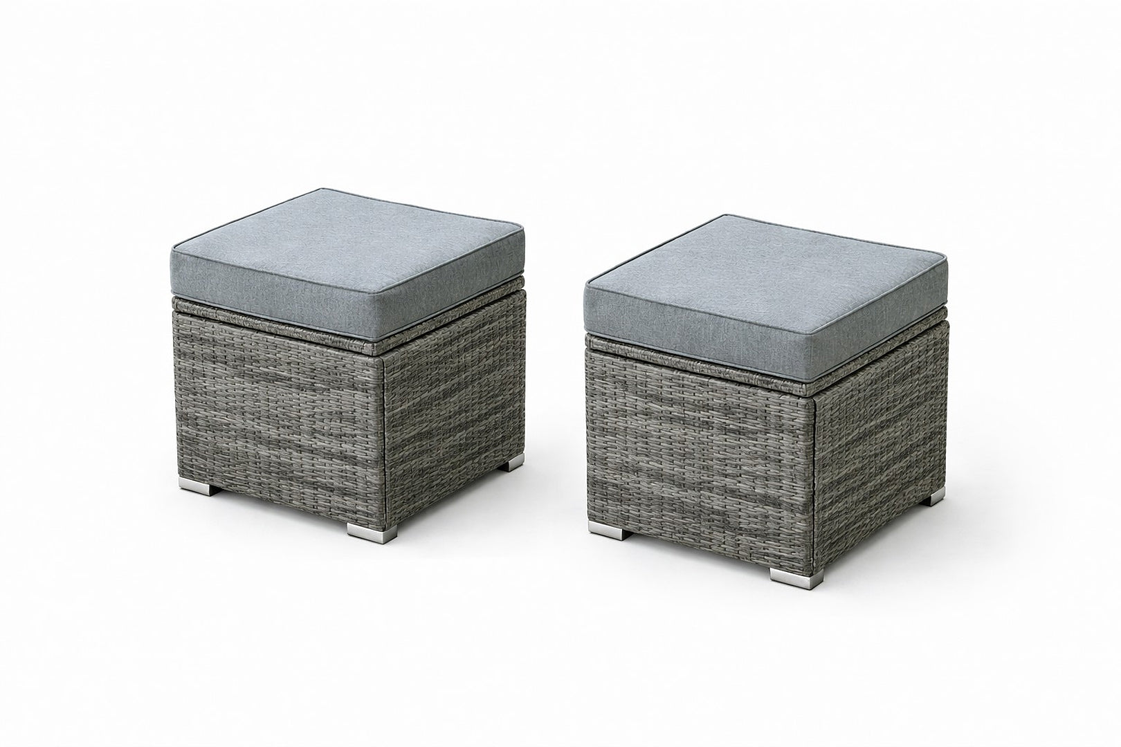 Set mobilier gradina coltar 4 piese, canapea, masa si 2 tabureti, ratan PE, 182x68x68 cm, gri